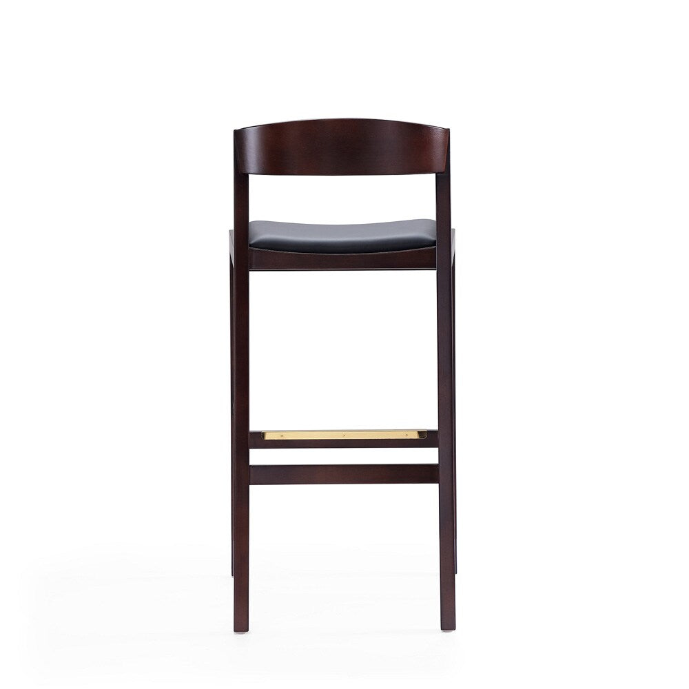 Manhattan Comfort - Klismos Faux Leather Bar Stool in Black and Dark Walnut - BS014-BK veiw 5