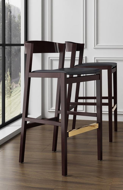 Manhattan Comfort - Klismos Faux Leather Bar Stool in Black and Dark Walnut - BS014-BK veiw 6