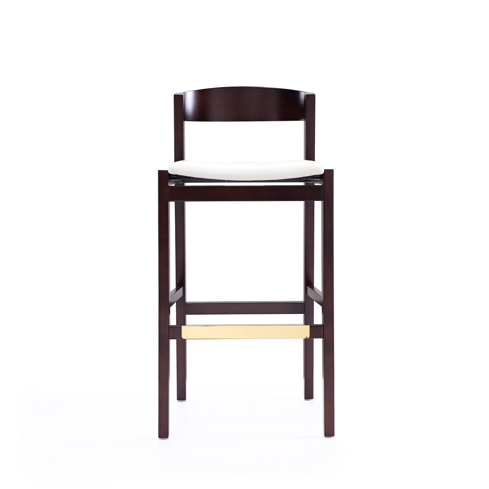 Manhattan Comfort - Klismos Faux Leather Bar Stool in Ivory and Dark Walnut - BS014-IV veiw 2