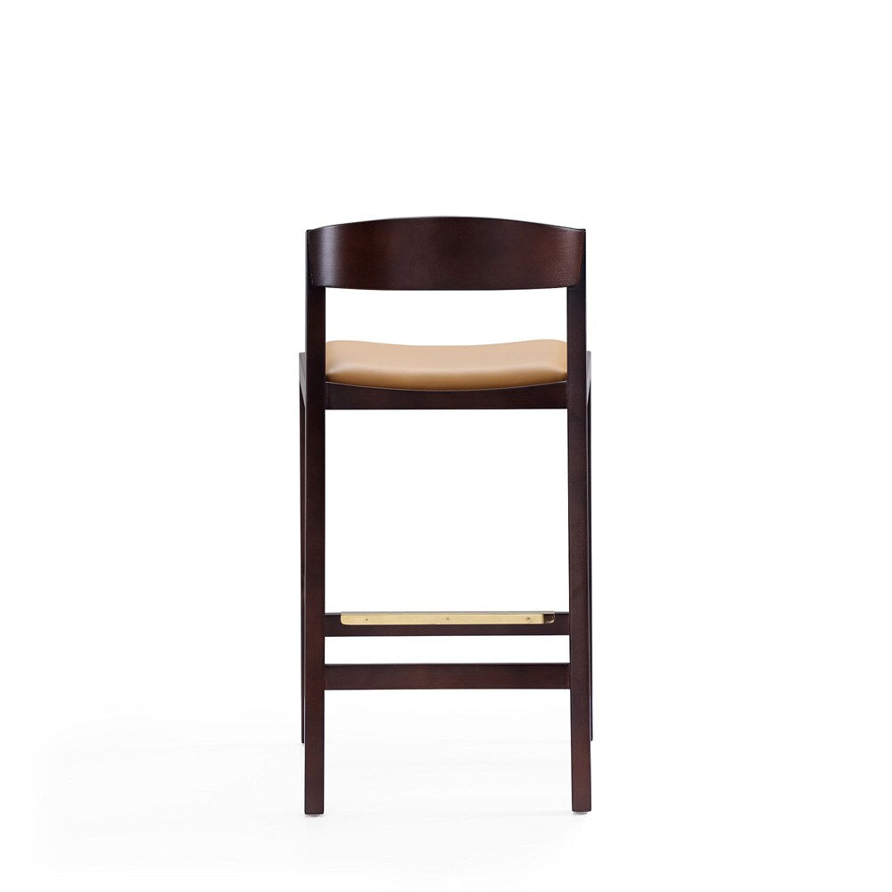 Manhattan Comfort - Klismos Faux Leather Counter Stool in Camel and Dark Walnut - Set of 2 - 2-CS007-CL veiw 6