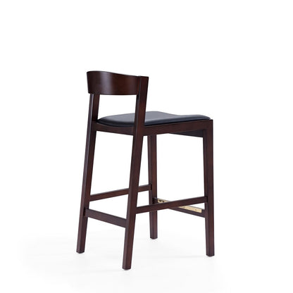 Manhattan Comfort - Klismos Faux Leather Counter Stool in Black and Dark Walnut - Set of 3 - 3-CS007-BK veiw 5