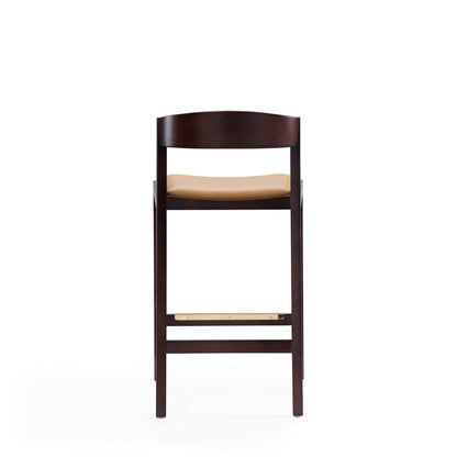 Manhattan Comfort - Klismos Faux Leather Counter Stool in Camel and Dark Walnut - Set of 3 - 3-CS007-CL veiw 6
