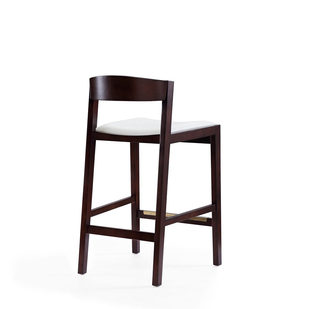 Manhattan Comfort - Klismos Faux Leather Counter Stool in Ivory and Dark Walnut - Set of 3 - 3-CS007-IV veiw 5