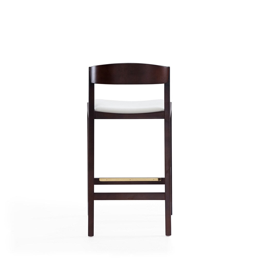 Manhattan Comfort - Klismos Faux Leather Counter Stool in Ivory and Dark Walnut - Set of 3 - 3-CS007-IV veiw 6
