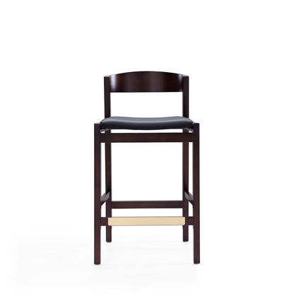 Manhattan Comfort - Klismos Faux Leather Counter Stool in Black and Dark Walnut - CS007-BK veiw 2