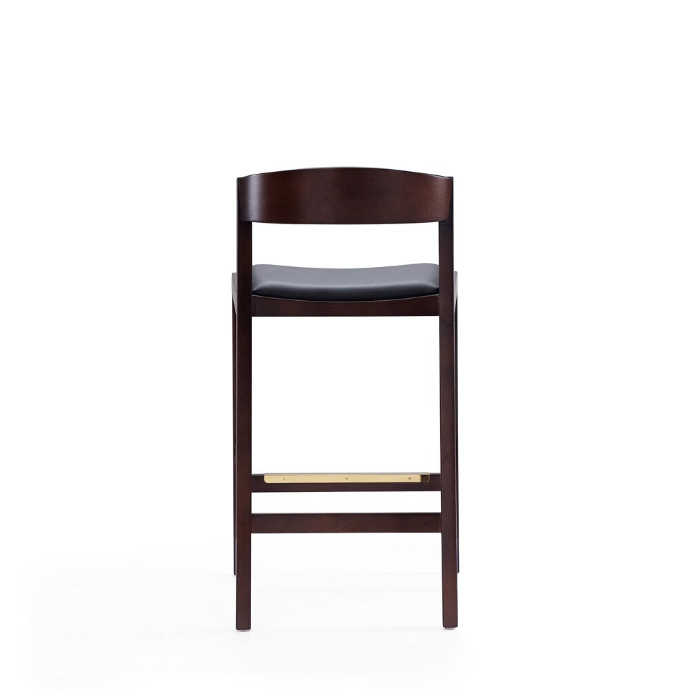 Manhattan Comfort - Klismos Faux Leather Counter Stool in Black and Dark Walnut - CS007-BK veiw 5