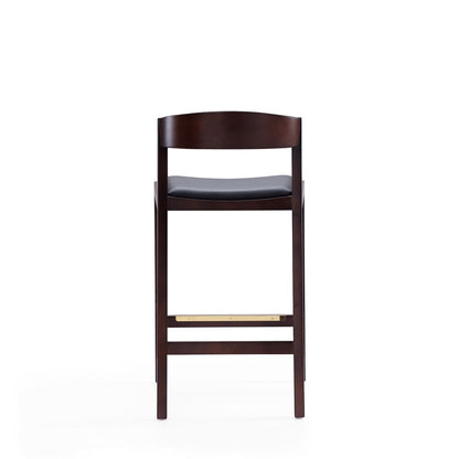 Manhattan Comfort - Klismos Faux Leather Counter Stool in Black and Dark Walnut - CS007-BK veiw 5