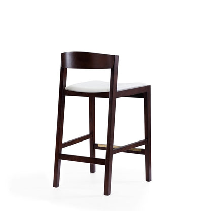 Manhattan Comfort - Klismos Faux Leather Counter Stool in Ivory and Dark Walnut - CS007-IV veiw 4