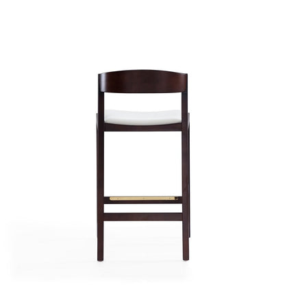 Manhattan Comfort - Klismos Faux Leather Counter Stool in Ivory and Dark Walnut - CS007-IV veiw 5