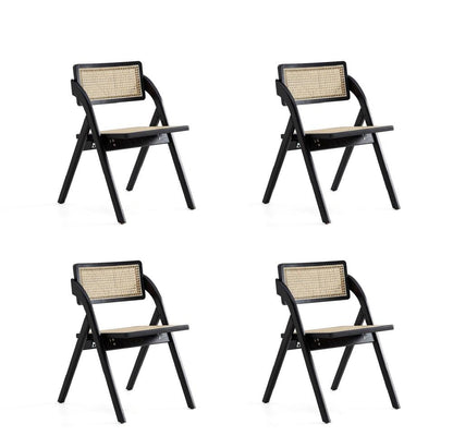 Manhattan Comfort - Lambinet Dining Folding Chair in Black and Natural Cane - Set of 4 - 2-DCCA07-BK veiw 1