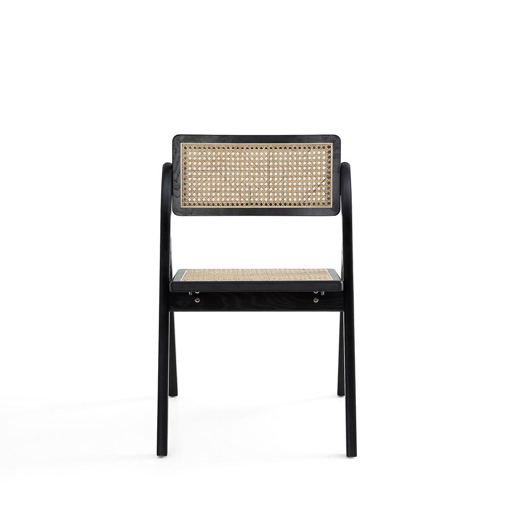 Manhattan Comfort - Lambinet Dining Folding Chair in Black and Natural Cane - Set of 4 - 2-DCCA07-BK veiw 2