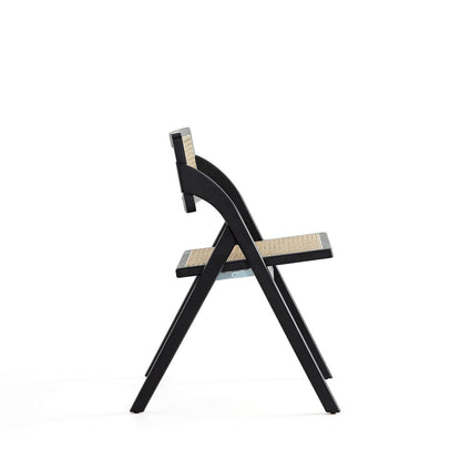 Manhattan Comfort - Lambinet Dining Folding Chair in Black and Natural Cane - Set of 4 - 2-DCCA07-BK veiw 4