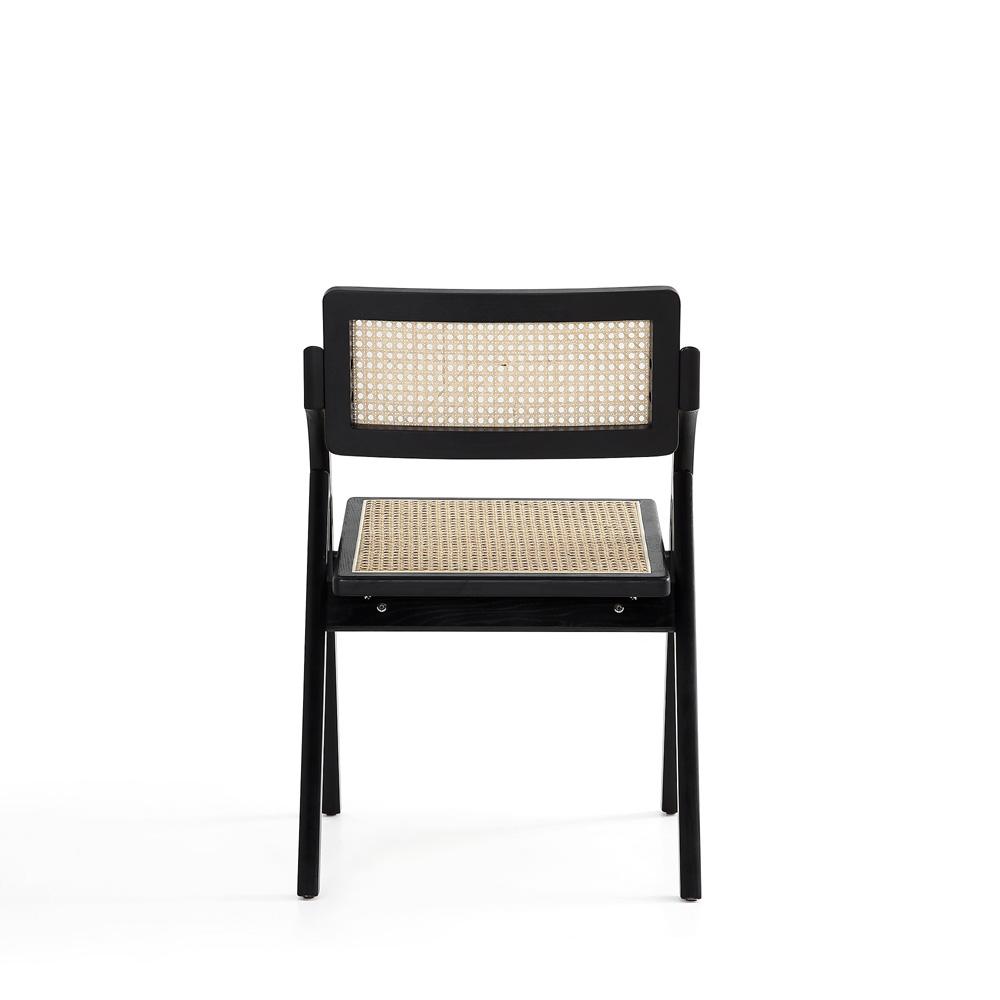 Manhattan Comfort - Lambinet Dining Folding Chair in Black and Natural Cane - Set of 4 - 2-DCCA07-BK veiw 5