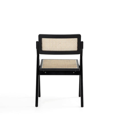 Manhattan Comfort - Lambinet Dining Folding Chair in Black and Natural Cane - Set of 4 - 2-DCCA07-BK veiw 5