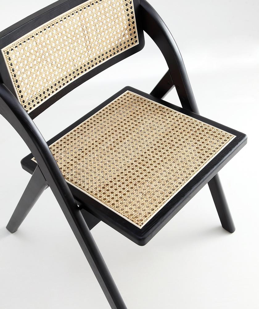 Manhattan Comfort - Lambinet Dining Folding Chair in Black and Natural Cane - Set of 4 - 2-DCCA07-BK veiw 9