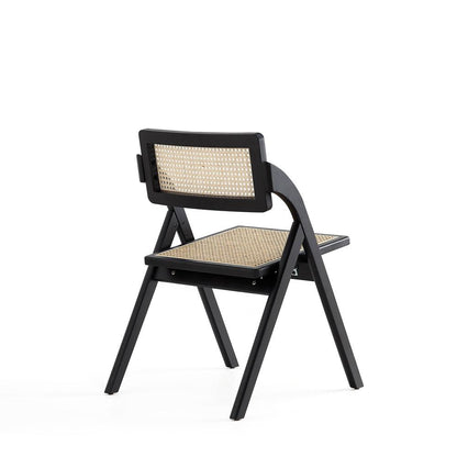 Manhattan Comfort - Lambinet Dining Folding Chair in Black and Natural Cane - Set of 2 - DCCA07-BK veiw 3