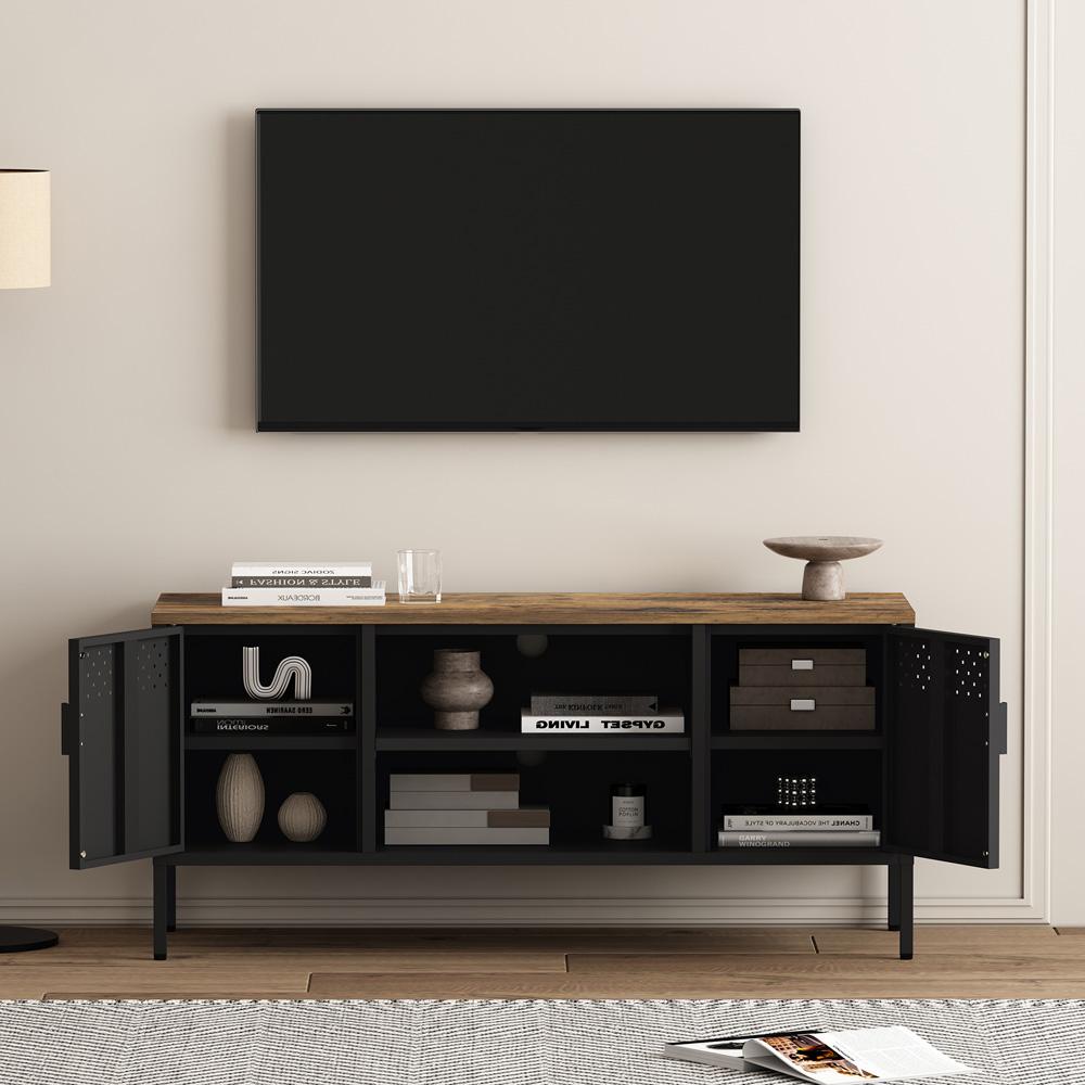 Manhattan Comfort - Landen 47 TV Stand with 6 Fixed Shelves in Black - TV010-BK veiw 9