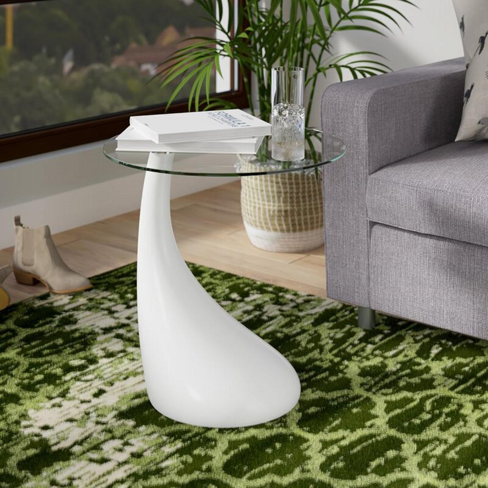 Manhattan Comfort - Lava Accent Table with ABS Legs in White - ET003-WH veiw 3