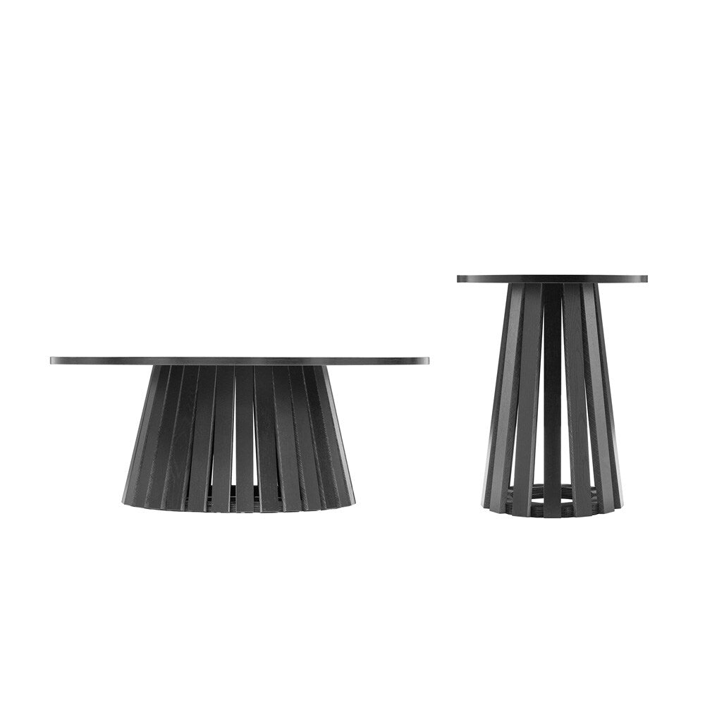 Manhattan Comfort - 2-Piece Layla Coffee and End Table with MDF Legs in Black - 2-CTET1912-BK veiw 1