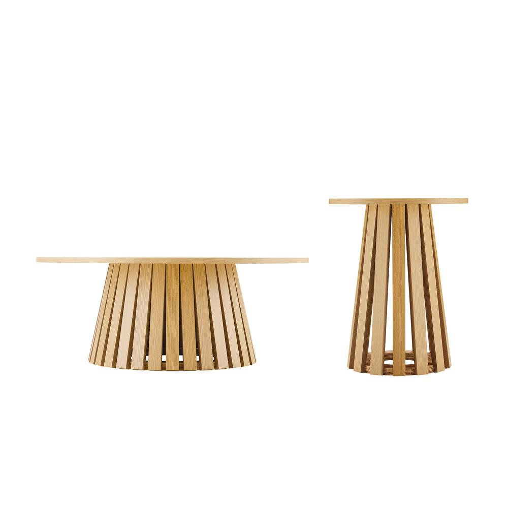 Manhattan Comfort - 2-Piece Layla Coffee and End Table with MDF Legs in Natural Oak - 2-CTET1912-NA veiw 1
