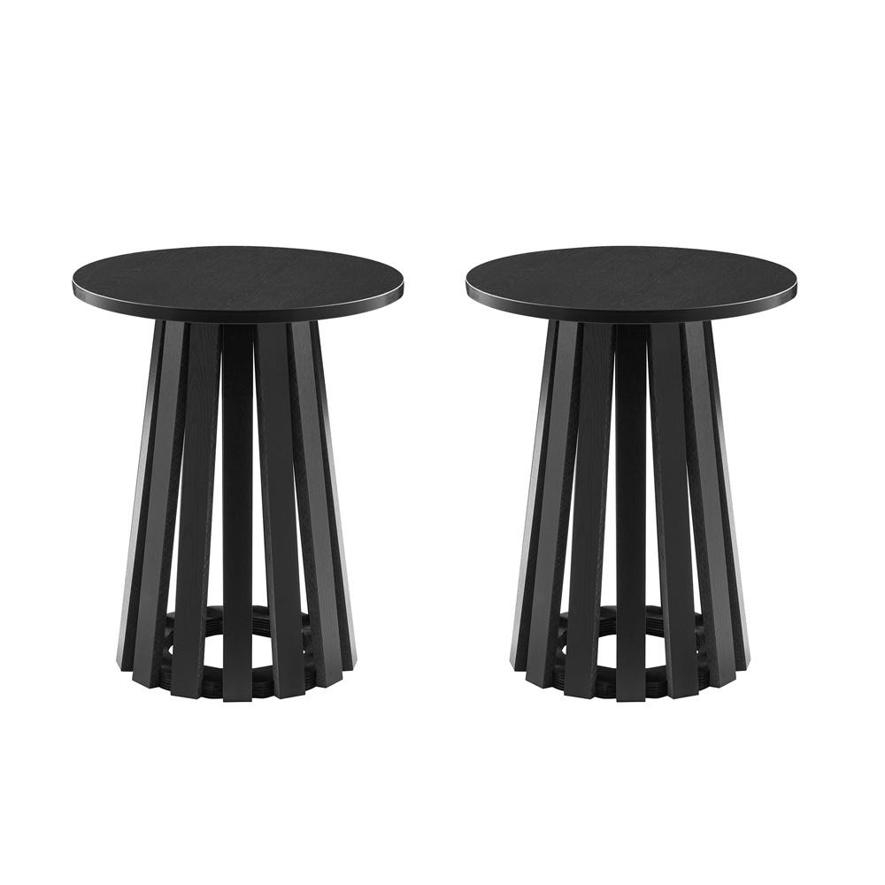 Manhattan Comfort - Layla End Table with MDF Legs in Black - Set of 2 - 2-ET012-BK veiw 1