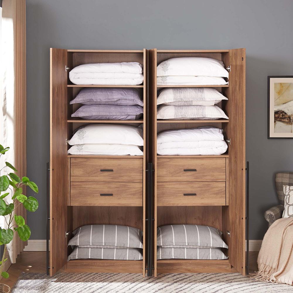 Manhattan Comfort - Lee Wardrobe Closet 1.0 with 4 Drawers in Golden Brown - Set of 2 - 2-WC001-GB veiw 9