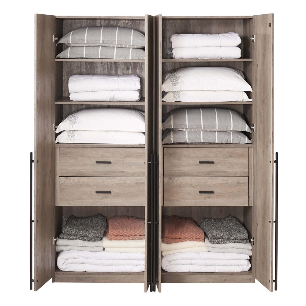 Manhattan Comfort - Lee Wardrobe Closet 1.0 with 4 Drawers in Rustic Grey - Set of 2 - 2-WC001-GY veiw 8