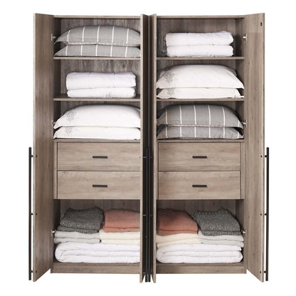 Manhattan Comfort - Lee Wardrobe Closet 1.0 with 4 Drawers in Rustic Grey - Set of 2 - 2-WC001-GY veiw 8