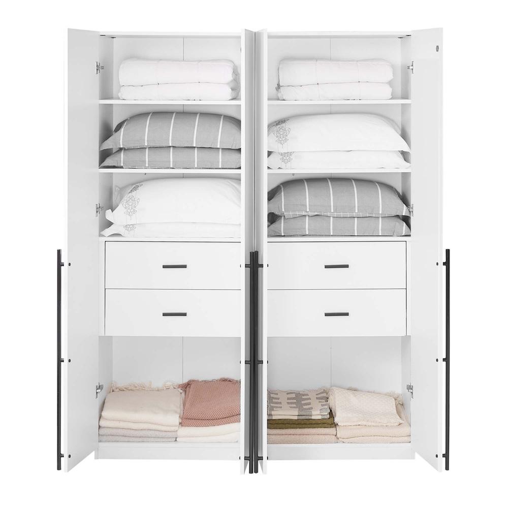 Manhattan Comfort - Lee Wardrobe Closet 1.0 with 4 Drawers in White - Set of 2 - 2-WC001-WH veiw 8