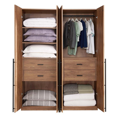 Manhattan Comfort - 2-Piece Lee Wardrobe Closet with 4 Drawers in Golden Brown - 2-WC0012-GB veiw 8