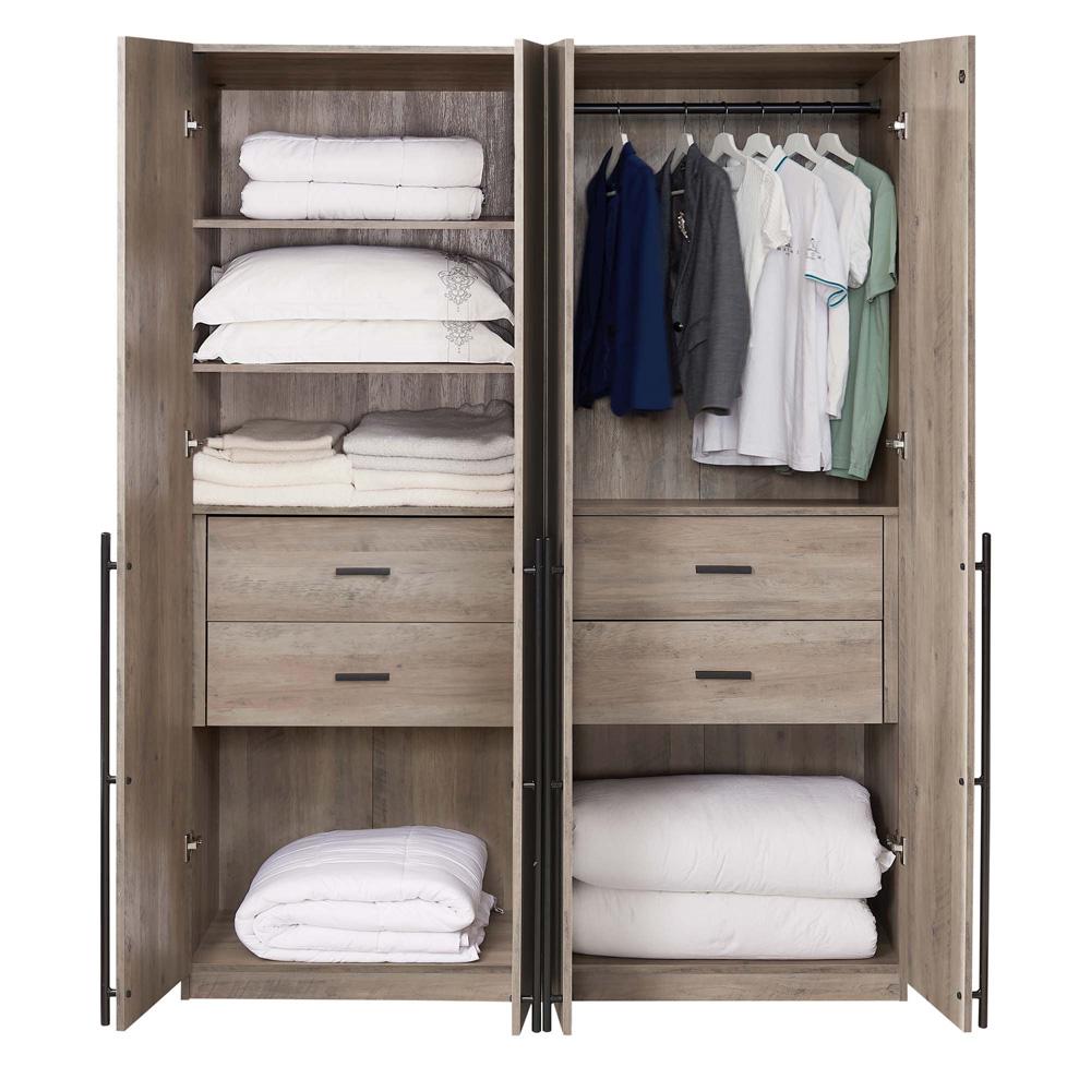 Manhattan Comfort - 2-Piece Lee Wardrobe Closet with 4 Drawers in Rustic Grey - 2-WC0012-GY veiw 8