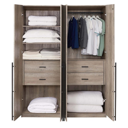 Manhattan Comfort - 2-Piece Lee Wardrobe Closet with 4 Drawers in Rustic Grey - 2-WC0012-GY veiw 8
