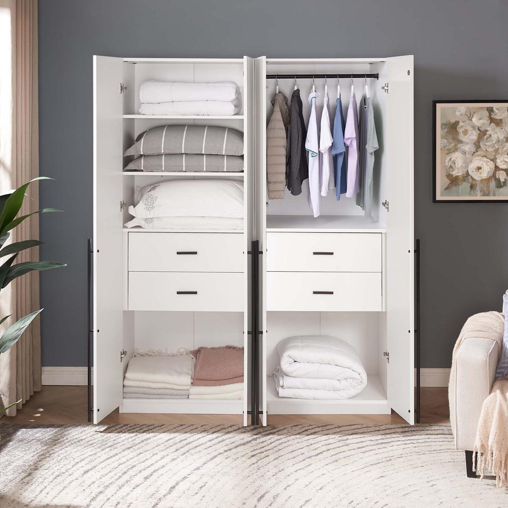 Manhattan Comfort - 2-Piece Lee Wardrobe Closet with 4 Drawers in White - 2-WC0012-WH veiw 9