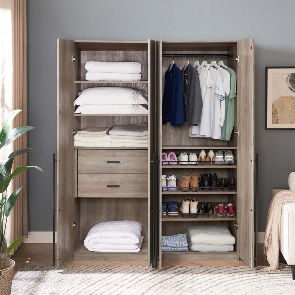 Manhattan Comfort - 2-Piece Lee Wardrobe Closetwith 2 Drawers in Rustic Grey - 2-WC0013-GY veiw 9