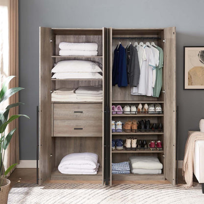Manhattan Comfort - 2-Piece Lee Wardrobe Closetwith 2 Drawers in Rustic Grey - 2-WC0013-GY veiw 9