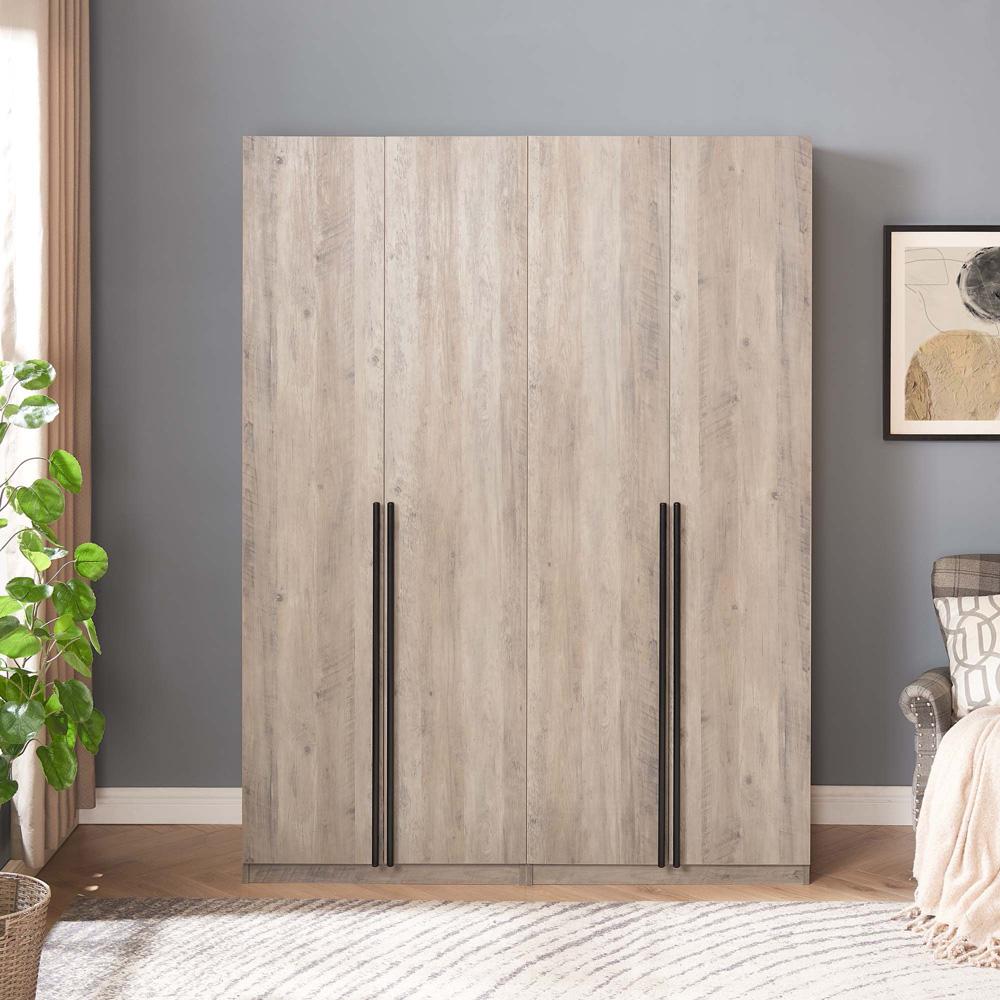 Manhattan Comfort - 2-Piece Lee Wardrobe Closetwith 2 Drawers in Rustic Grey - 2-WC0013-GY veiw 10