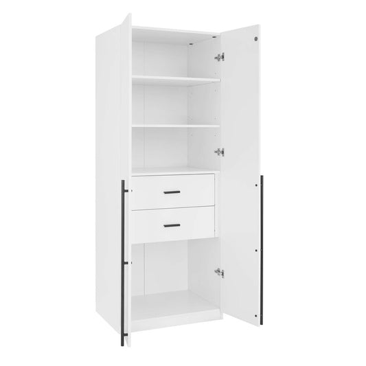 Manhattan Comfort - 2-Piece Lee Wardrobe Closetwith 2 Drawers in White - 2-WC0013-WH veiw 2