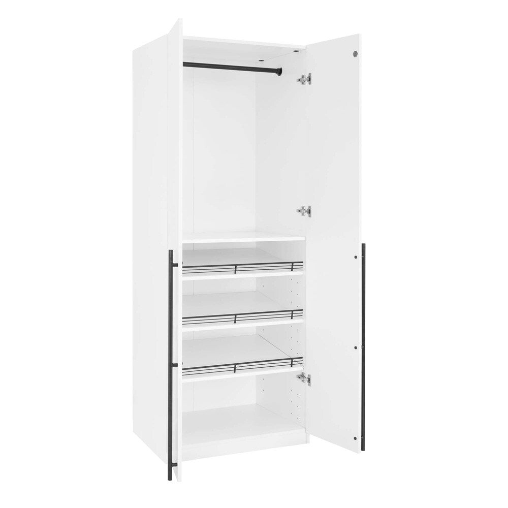Manhattan Comfort - 2-Piece Lee Wardrobe Closetwith 2 Drawers in White - 2-WC0013-WH veiw 4
