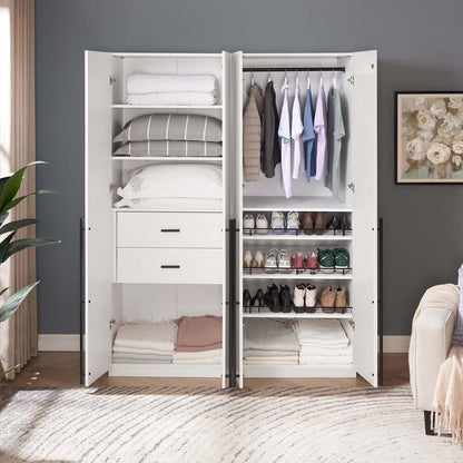 Manhattan Comfort - 2-Piece Lee Wardrobe Closetwith 2 Drawers in White - 2-WC0013-WH veiw 9