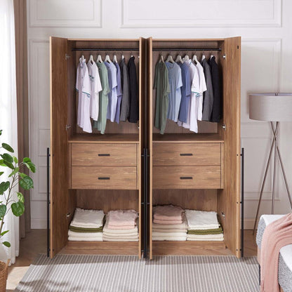 Manhattan Comfort - Lee Wardrobe Closet 2.0 with 4 Full Extension Drawers in Golden Brown - Set of 2 - 2-WC002-GB veiw 11