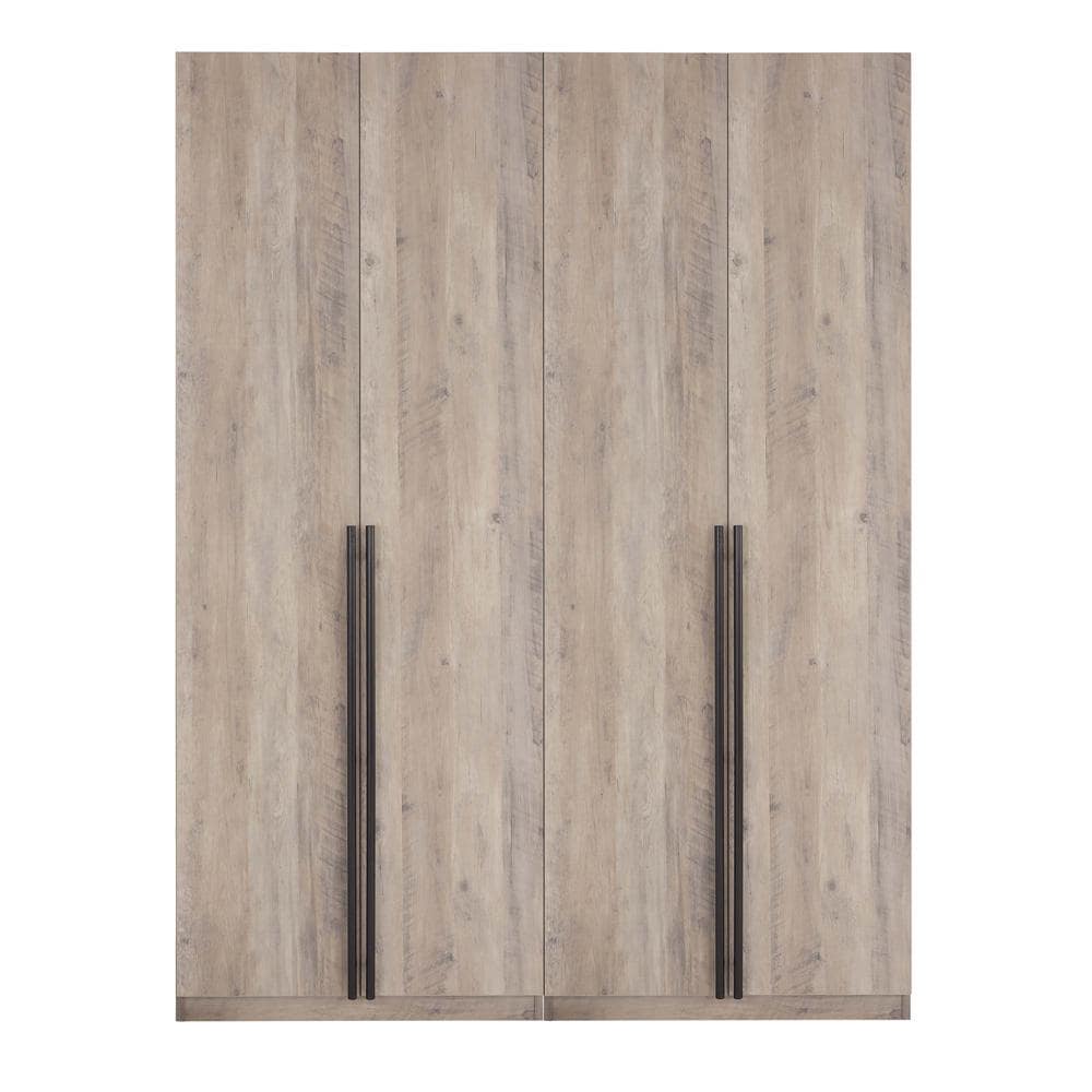 Manhattan Comfort - Lee Wardrobe Closet 2.0 with 4 Full Extension Drawers in Rustic Grey - Set of 2 - 2-WC002-GY veiw 1