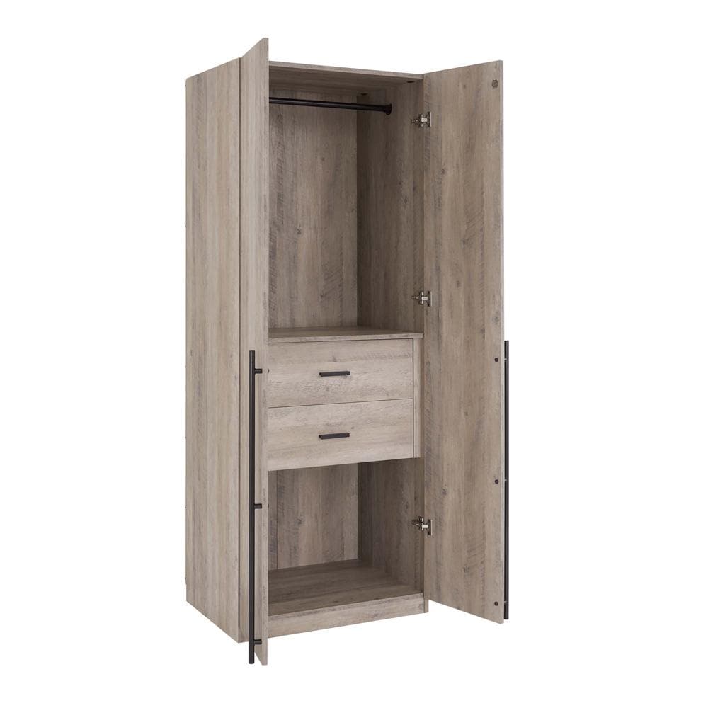 Manhattan Comfort - Lee Wardrobe Closet 2.0 with 4 Full Extension Drawers in Rustic Grey - Set of 2 - 2-WC002-GY veiw 4