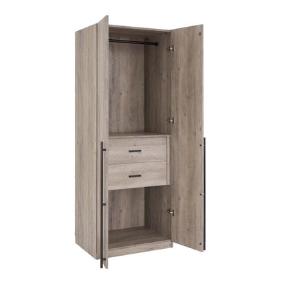 Manhattan Comfort - Lee Wardrobe Closet 2.0 with 4 Full Extension Drawers in Rustic Grey - Set of 2 - 2-WC002-GY veiw 4