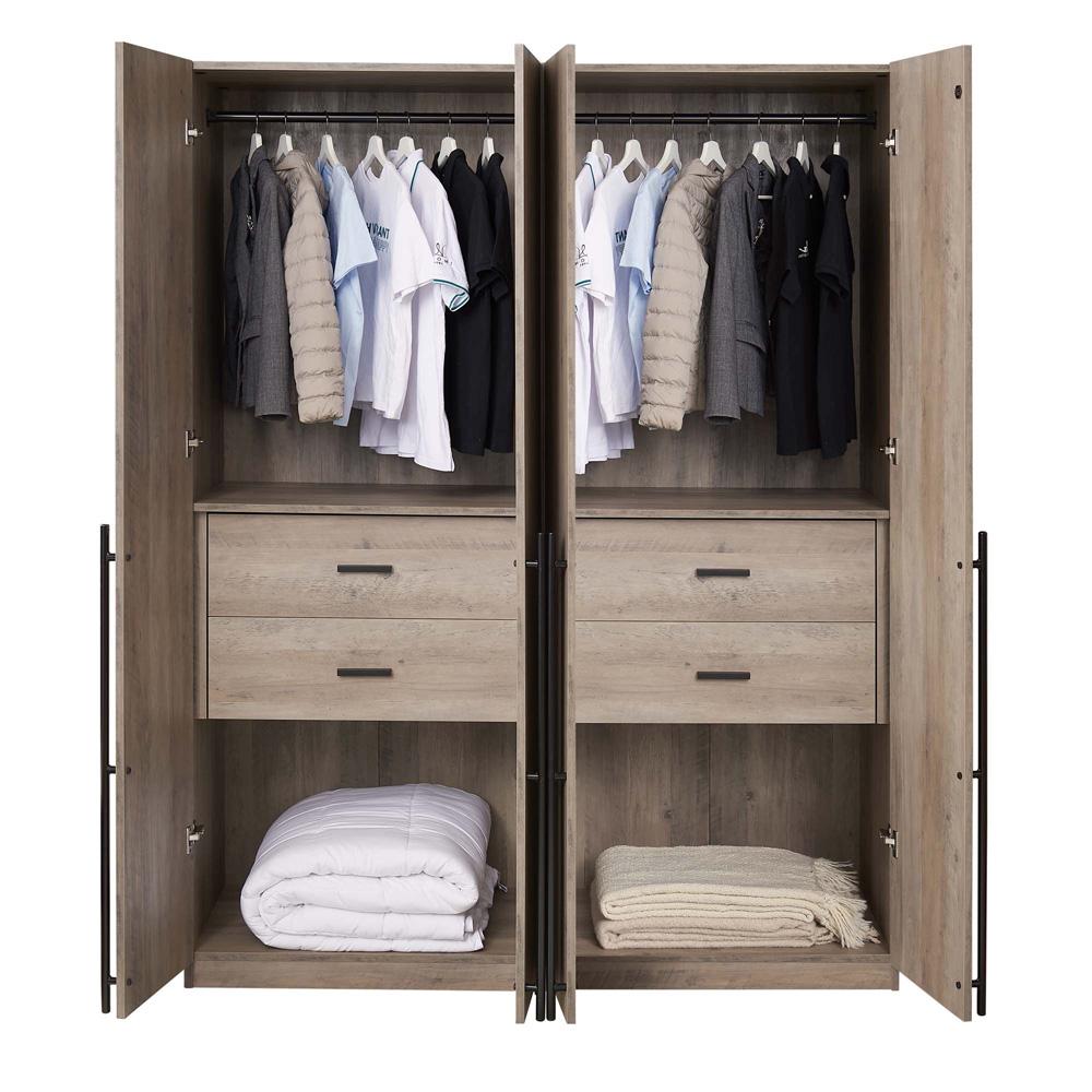 Manhattan Comfort - Lee Wardrobe Closet 2.0 with 4 Full Extension Drawers in Rustic Grey - Set of 2 - 2-WC002-GY veiw 10