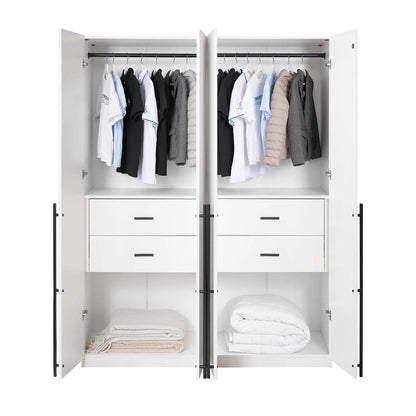 Manhattan Comfort - Lee Wardrobe Closet 2.0 with 4 Full Extension Drawers in White - Set of 2 - 2-WC002-WH veiw 10