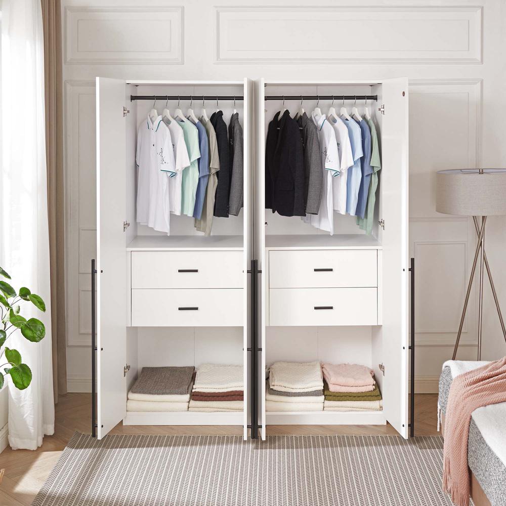 Manhattan Comfort - Lee Wardrobe Closet 2.0 with 4 Full Extension Drawers in White - Set of 2 - 2-WC002-WH veiw 11
