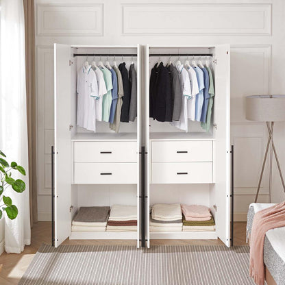 Manhattan Comfort - Lee Wardrobe Closet 2.0 with 4 Full Extension Drawers in White - Set of 2 - 2-WC002-WH veiw 11