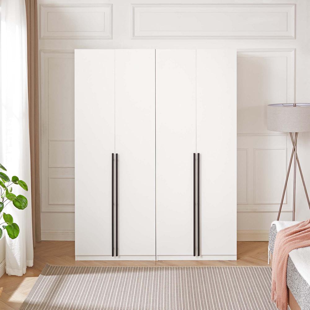 Manhattan Comfort - Lee Wardrobe Closet 2.0 with 4 Full Extension Drawers in White - Set of 2 - 2-WC002-WH veiw 12