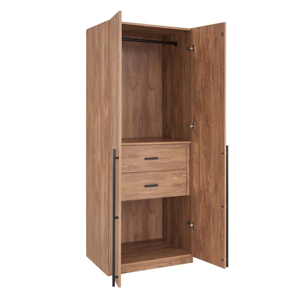 Manhattan Comfort - 2-Piece Lee Wardrobe Closet with 2 Drawers in Golden Brown - 2-WC0023-GB veiw 2