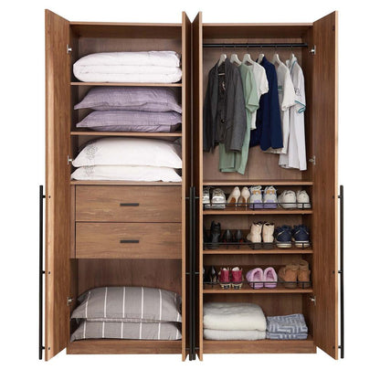 Manhattan Comfort - 2-Piece Lee Wardrobe Closet with 2 Drawers in Golden Brown - 2-WC0023-GB veiw 8